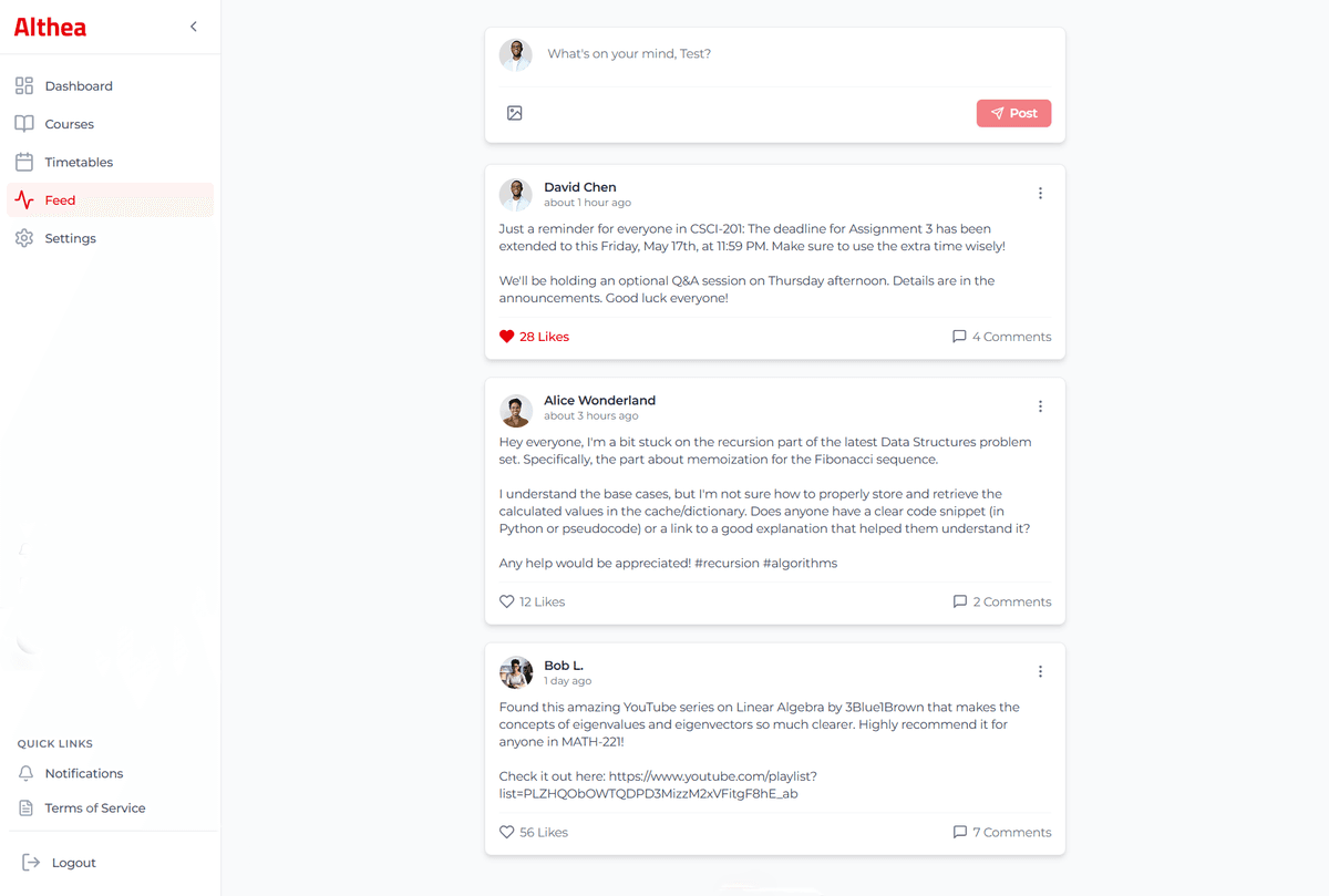 Althea Feed Feature